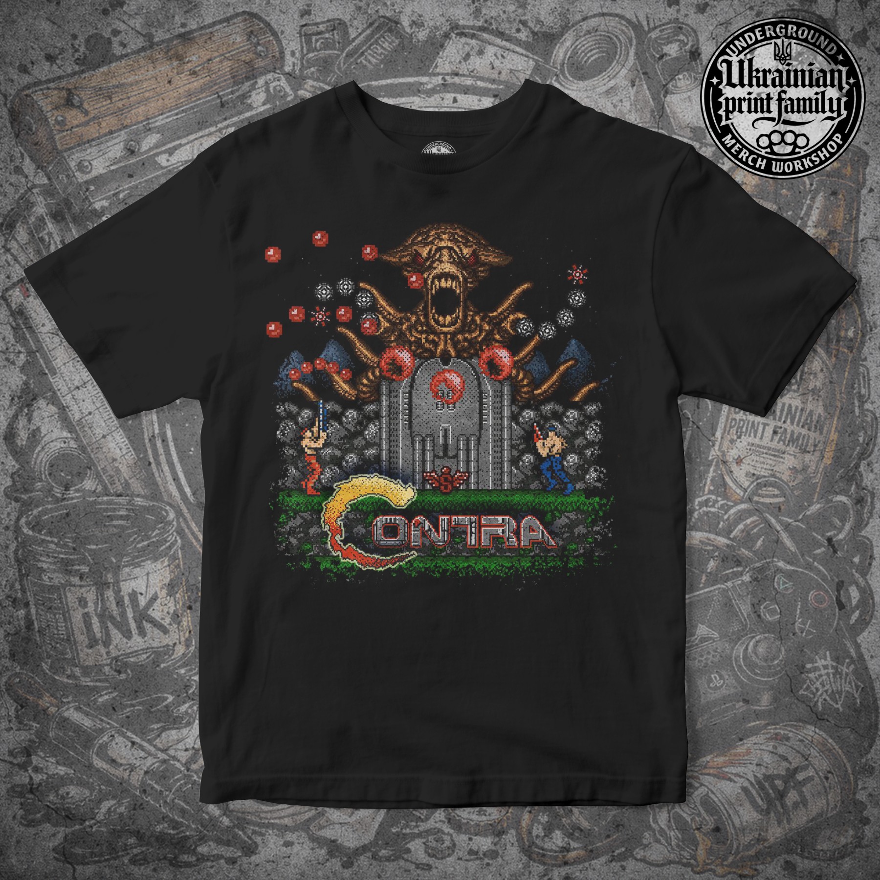 Футболка CONTRA - Stage 3 Waterfall, Boss assault